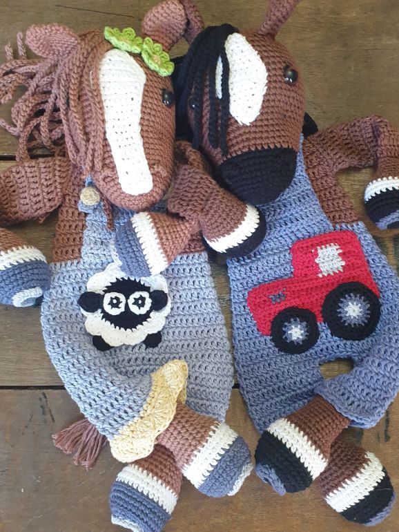 Melly Teddy Ragdoll Crochet Lovey Bonnie and Clyde Horse