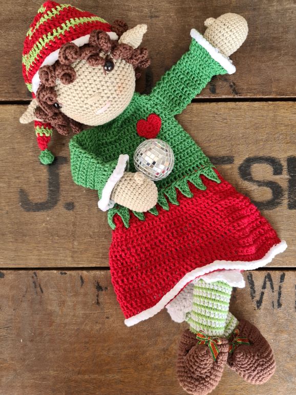 Melly Teddy Ragdoll Crochet Lovey Christmas Elf