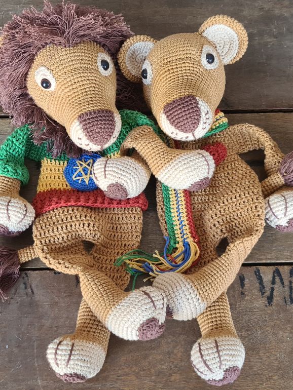 Melly Teddy Ragdoll Crochet Lovey Faiso and Mercy Lion