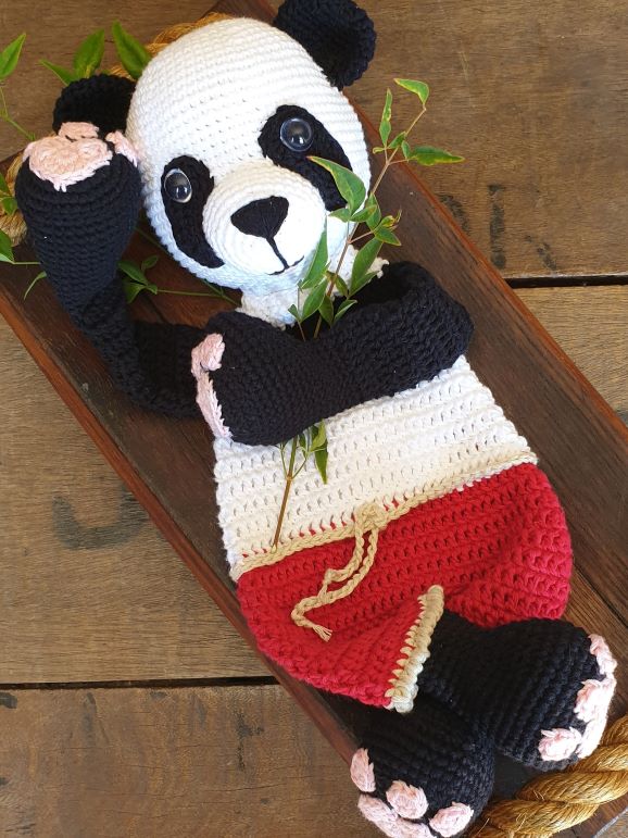 Melly Teddy Ragdoll Crochet Lovey Giant Panda Bear