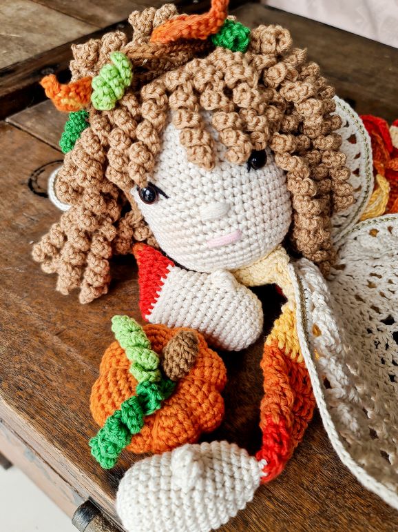 Melly Teddy Ragdoll Crochet Lovey Harvest Fairy