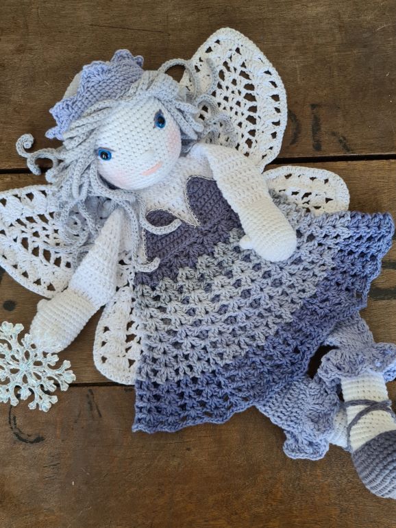 Melly Teddy Ragdoll Crochet Lovey Snowfall Fairy