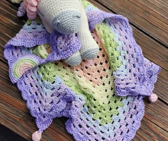 Rainbow Unicorn Lovey Blanket Crochet Along Part 1